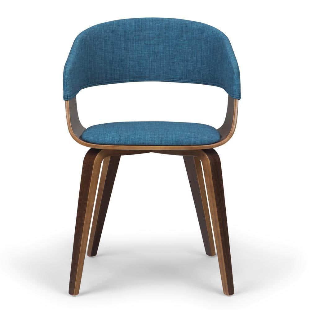 Lowell Bentwood Upholstered Dining Chair with Curved Backrest in Mid-Century Modern Style
