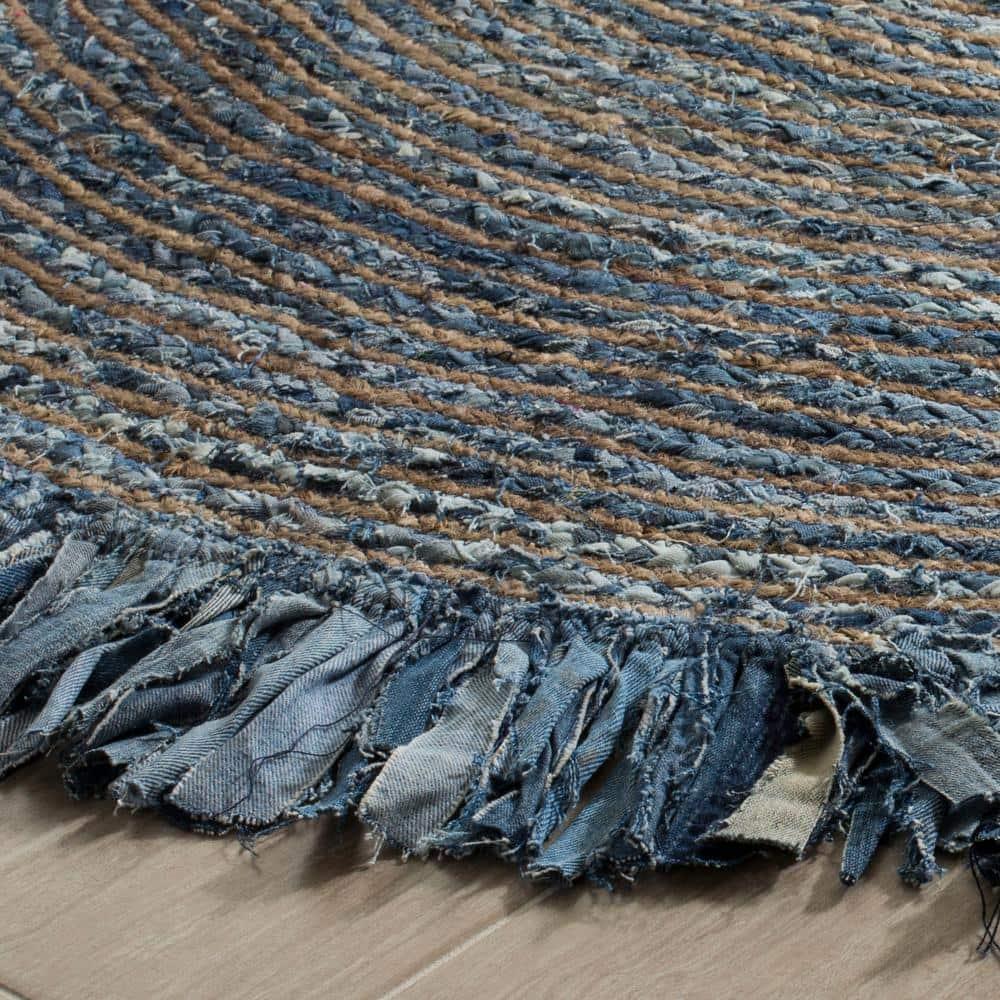 Cape Cod CAP206 Hand Woven Area Rug - Ivory/Denim - 7' round - Safavieh.