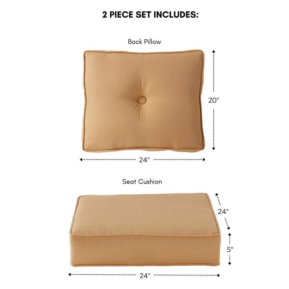 Sunbrella 2-Piece Outdoor Deep Seat Cushion Set in Canvas Wheat