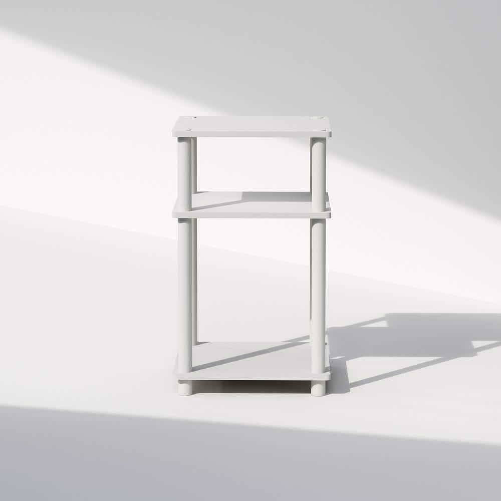 Furinno Just 3-Tier Turn-N-Tube End Table, 1-Pack, White
