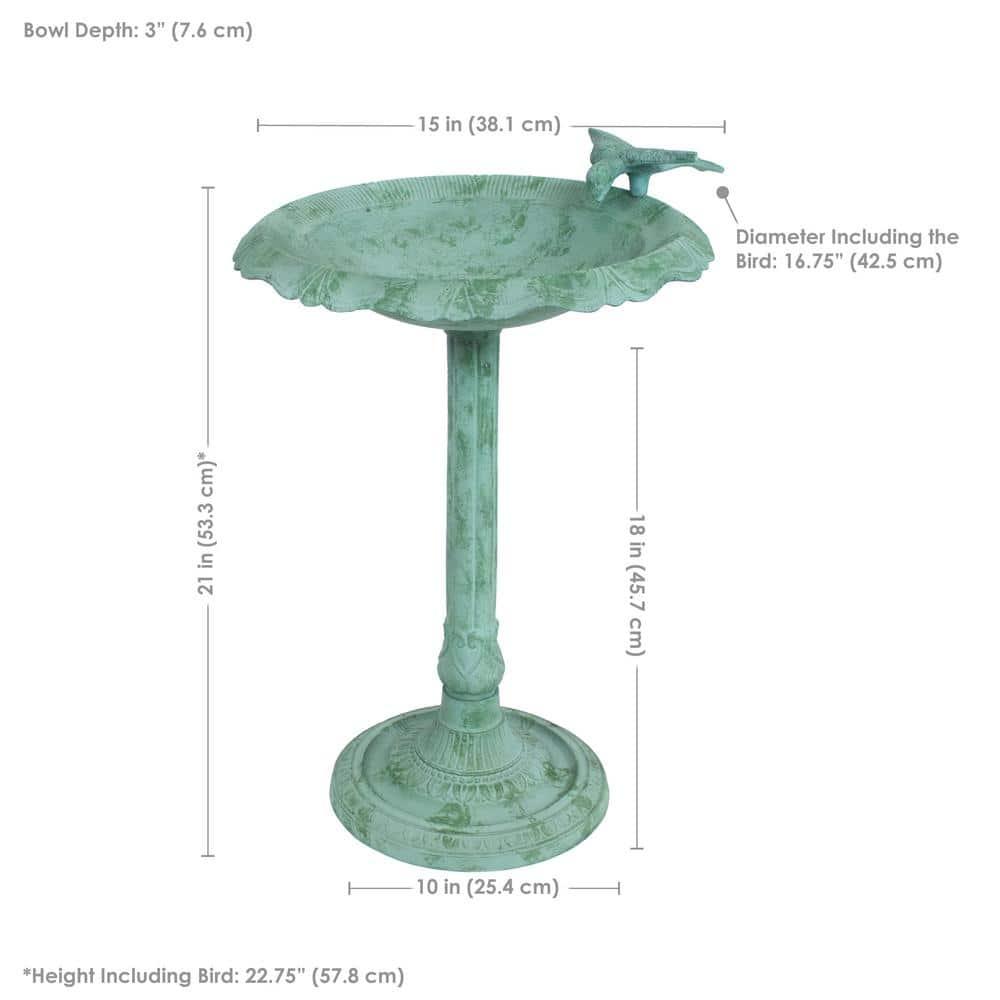 Garden Visitor Freestanding Cast Aluminum Outdoor Bird Bath