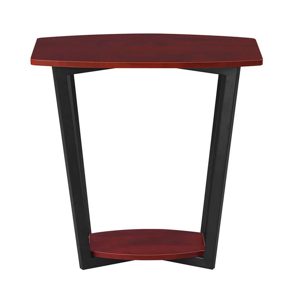 Urban Chic 24" Cherry-Black Wood & Metal End Table with Shelf