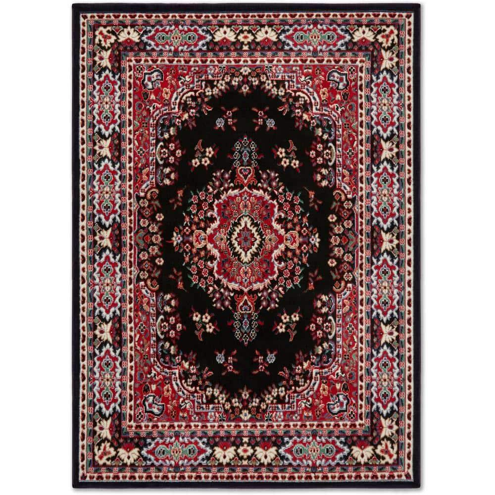 Home Dynamix Premium Sakarya Traditional Medallion Area Rug, Black/Red, 5'2"x7'4"