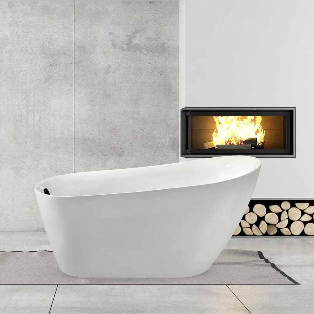 Streamline Bath 1300 mm x 800 mm Freestanding Roll Top Bathtub N2040WH