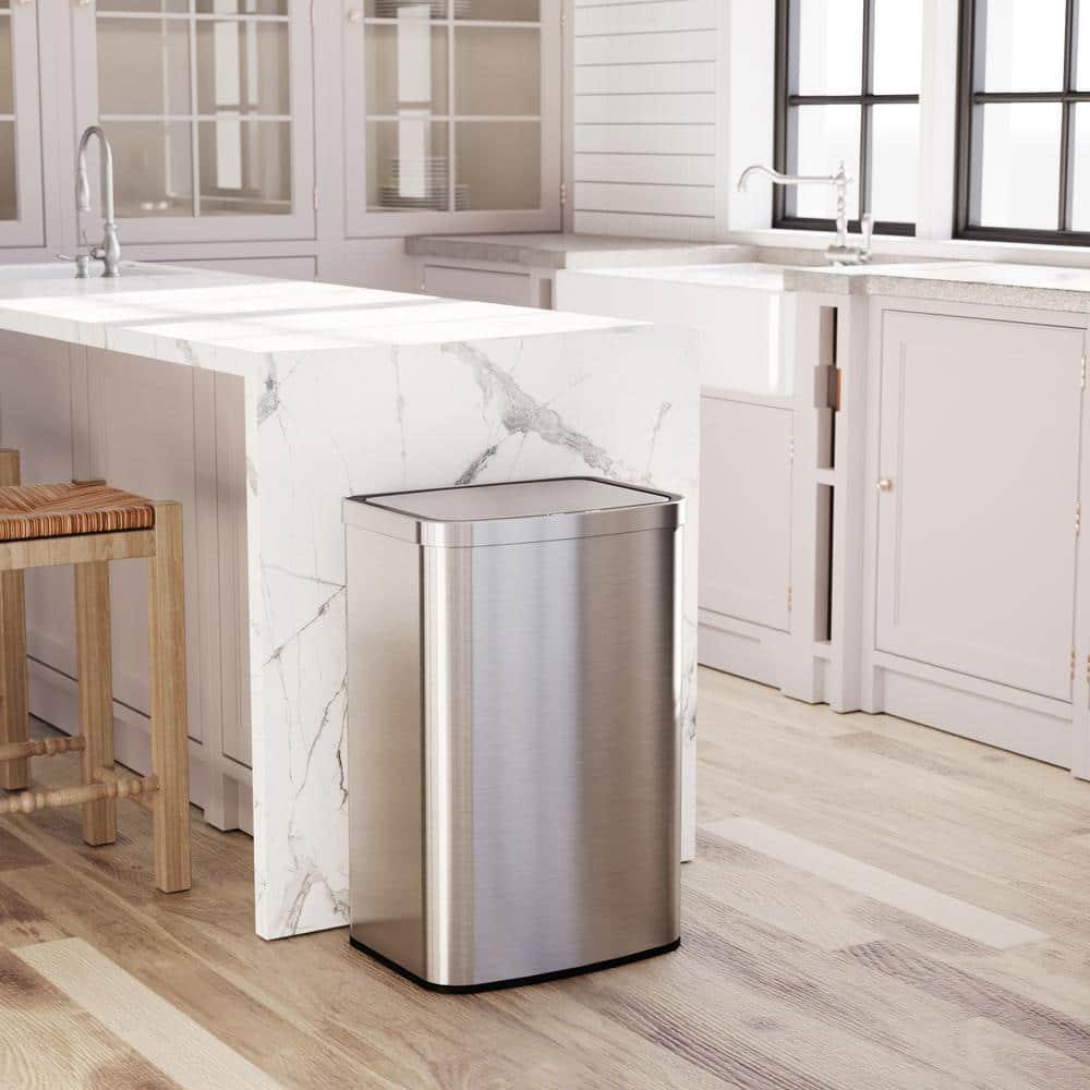 Innovaze 13 Gallon Stainless Steel Rectangular Motion Sensor Trash Can for Kitchen