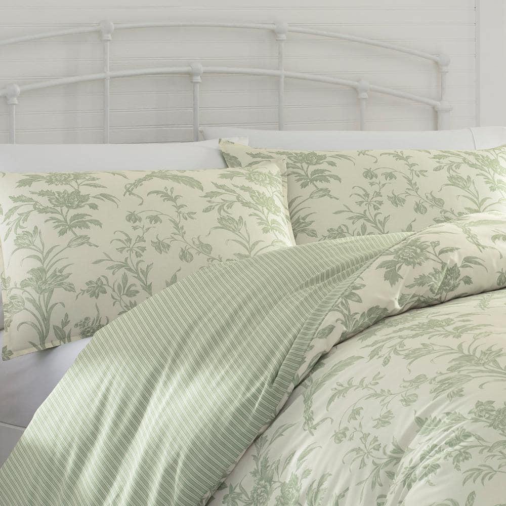 Laura Ashley Laura Ashley Natalie Green Cotton Bonus Duvet Cover Set