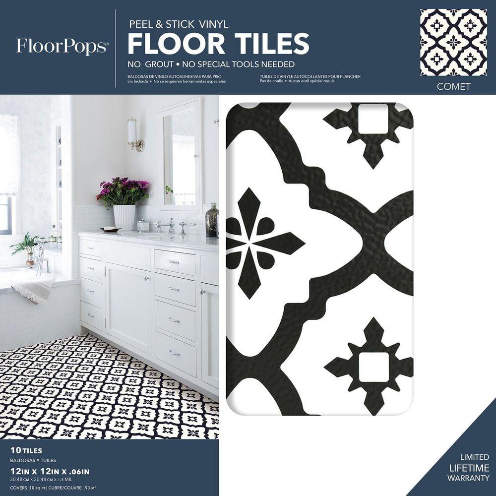 FloorPops Comet 12 in. x 12 in. Peel and Stick Virgin Vinyl Floor Tiles (10-Pack)