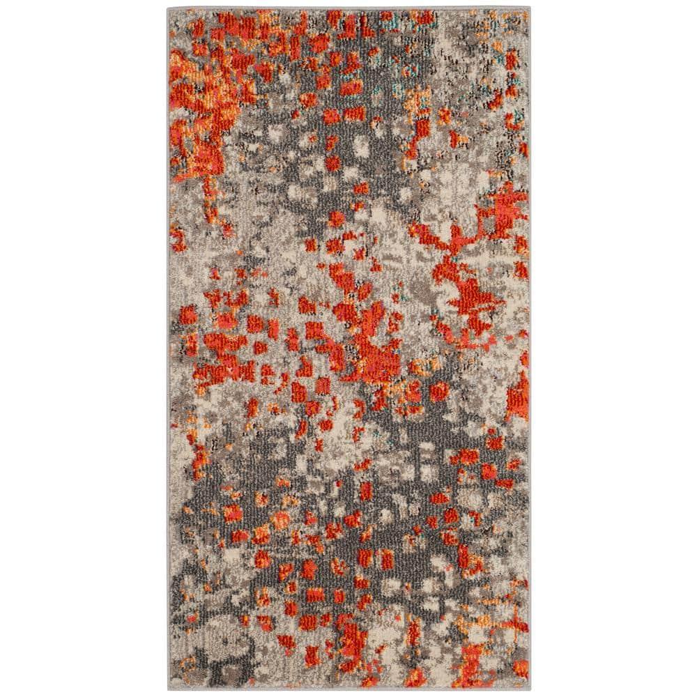 Monaco MNC225 Power Loomed Indoor Accent Rug - Grey/Orange - 2'2"x4' - Safavieh