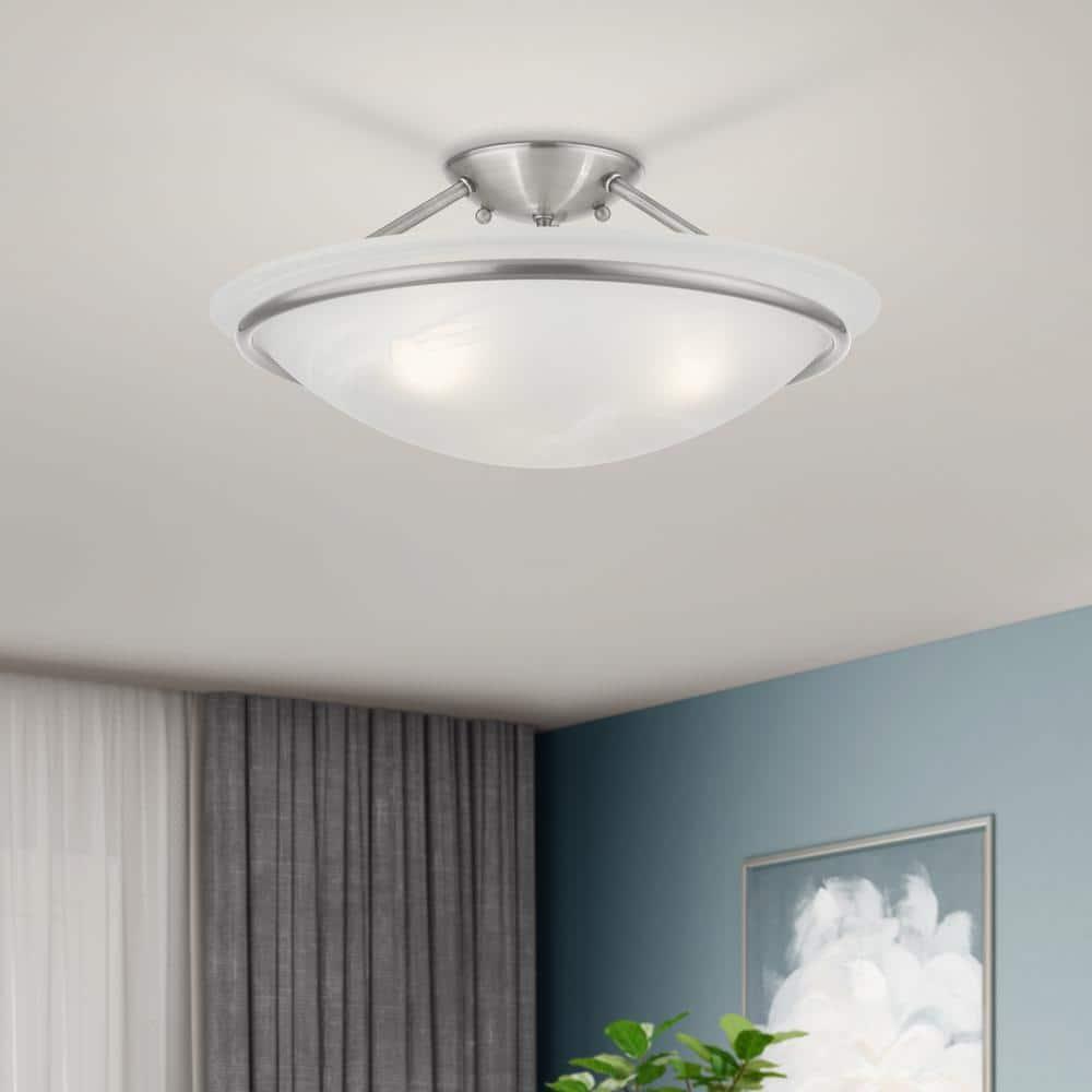 Livex Lighting Newburgh 3 - Light Semi-Flush Mount in Brushed Nickel
