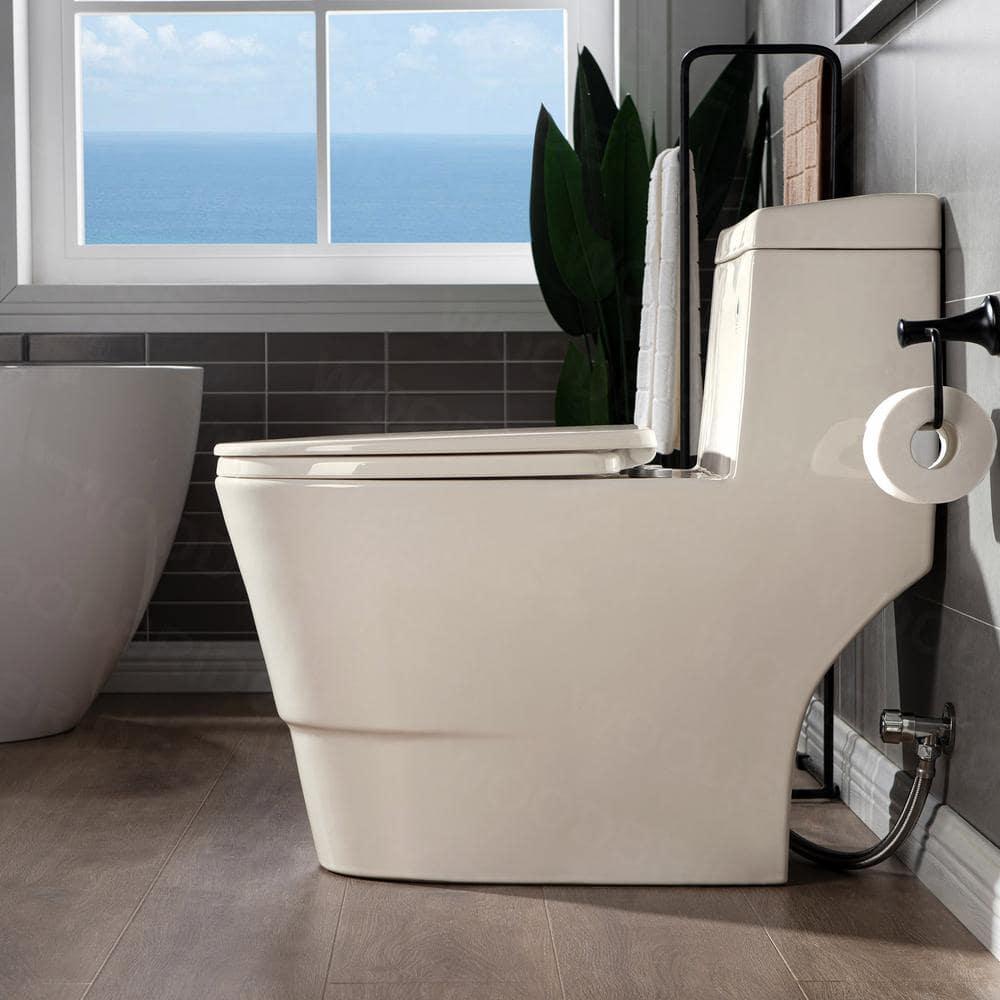 1.28 GPF Elongated ADA Height One Piece Dual-Flush Toilet with Soft-Closing Seat,MAP Flushing 1000G