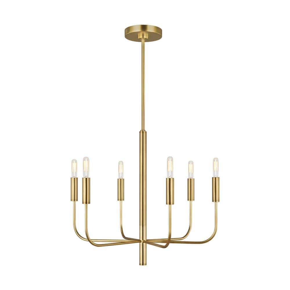 Brianna Burnished Brass 6-Light Minimalist Chandelier