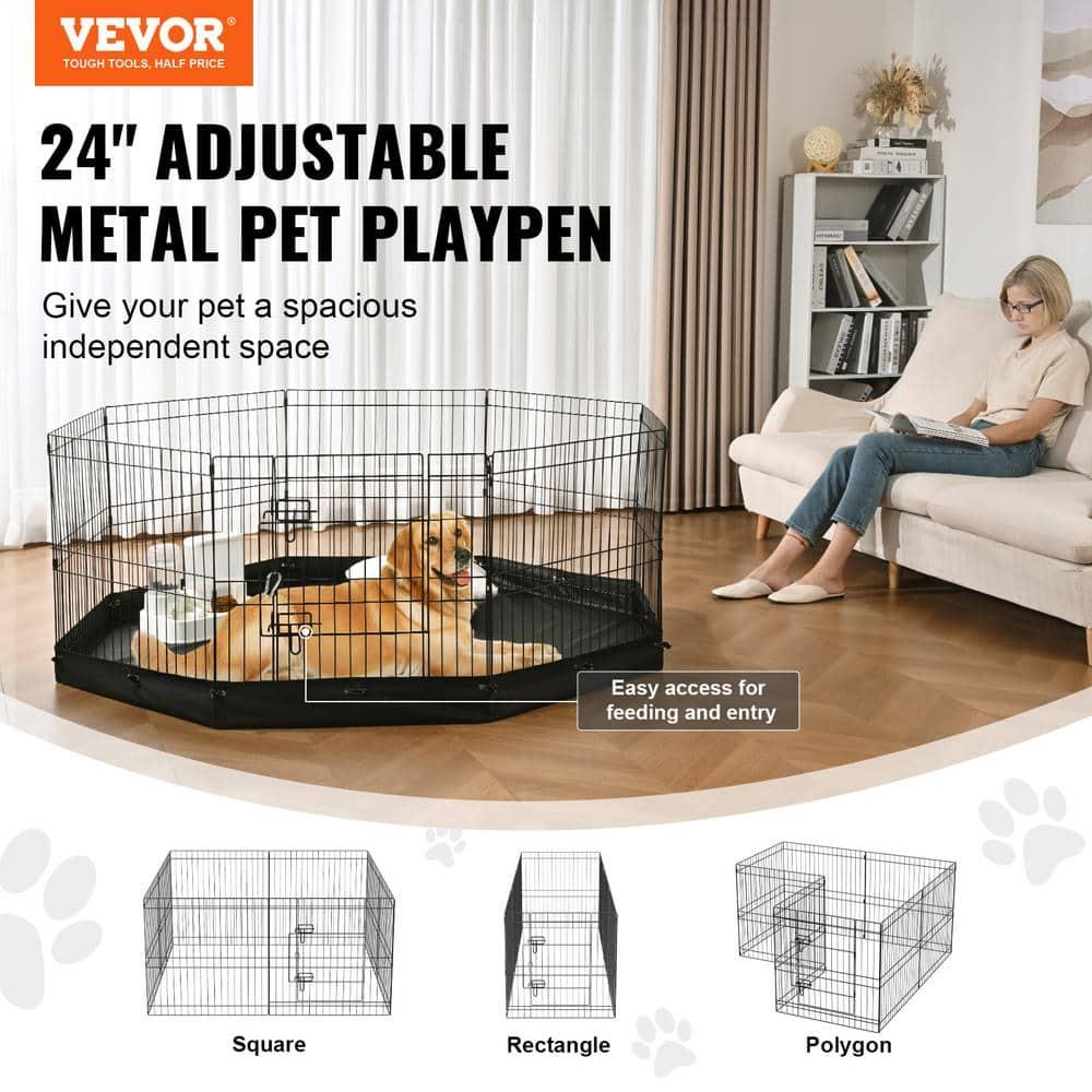 VEVOR 24'' H 8 Panel Metal Exercise Pen With Door