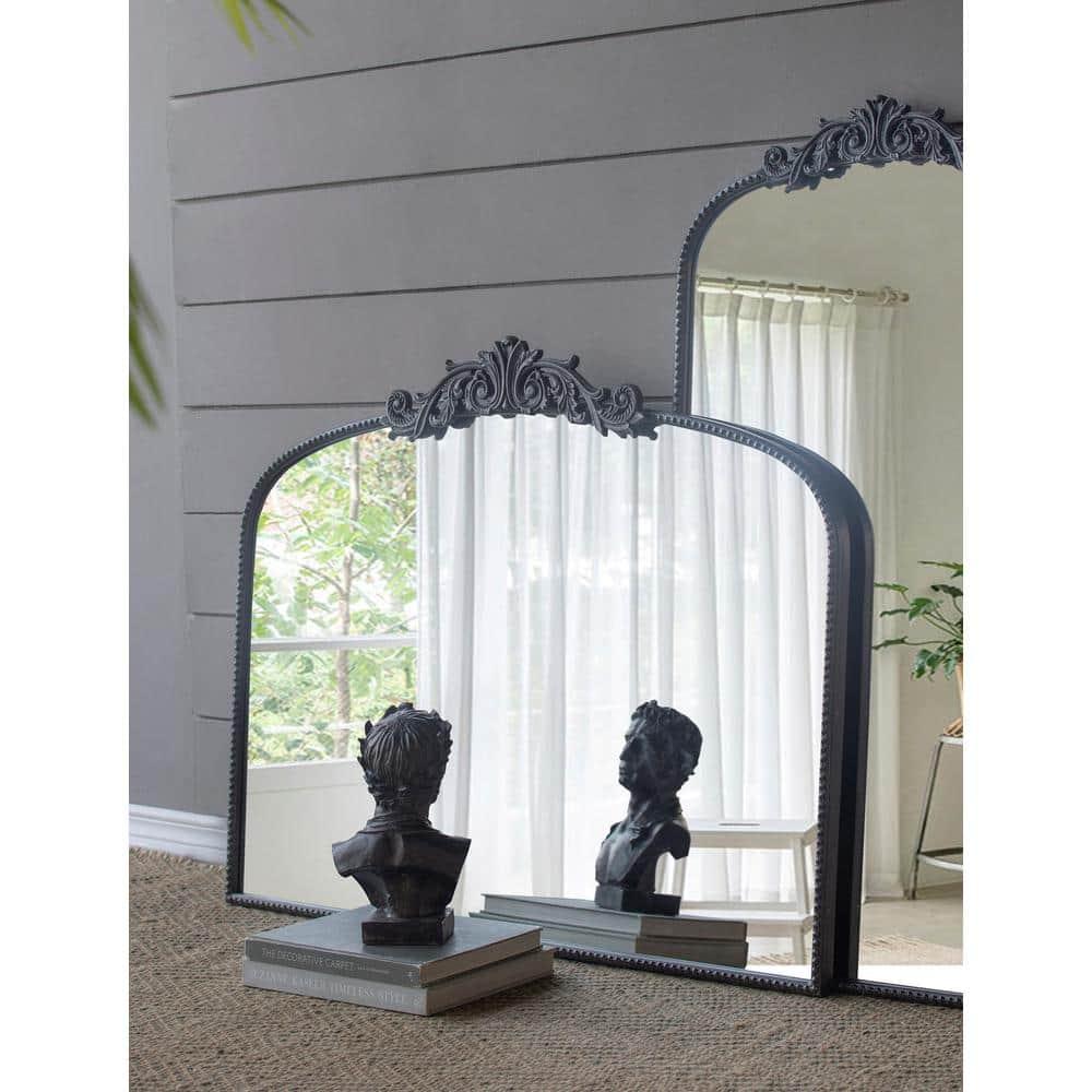 A&B Home Arched Vertical Mirror-Wall Mirror with Black Metal Frame,40"x31" Large Arch Mirror for Bathroom Bedroom Living Room