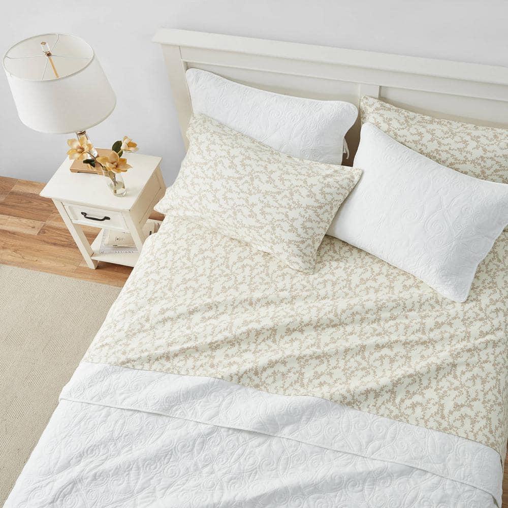 Laura Ashley Victoria Flannel Sheet Set Queen - Beige