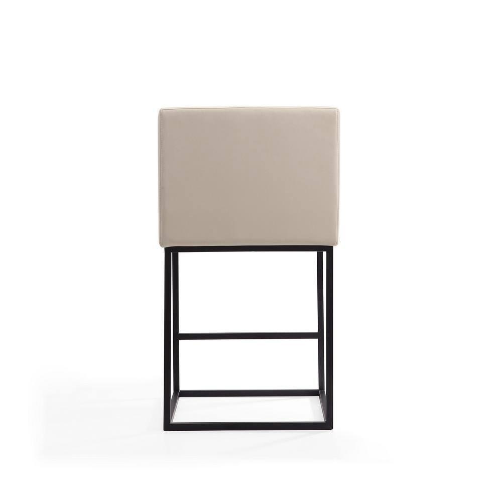 Manhattan Comfort Ambassador Metal Counter Height Barstool Cream: Upholstered, No Assembly, Faux Leather