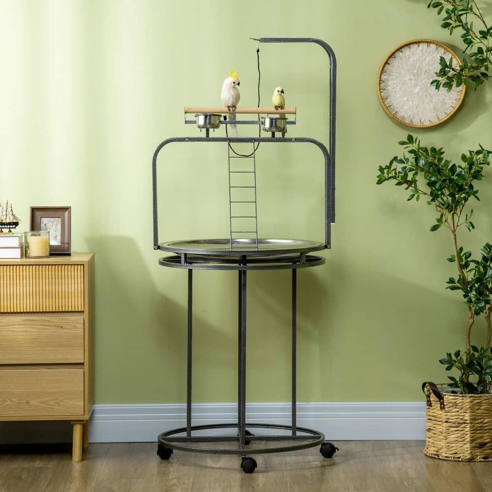 PawHut Parrot Stand Large Bird Perch Stand with Toy Hook & 3 Ladders
