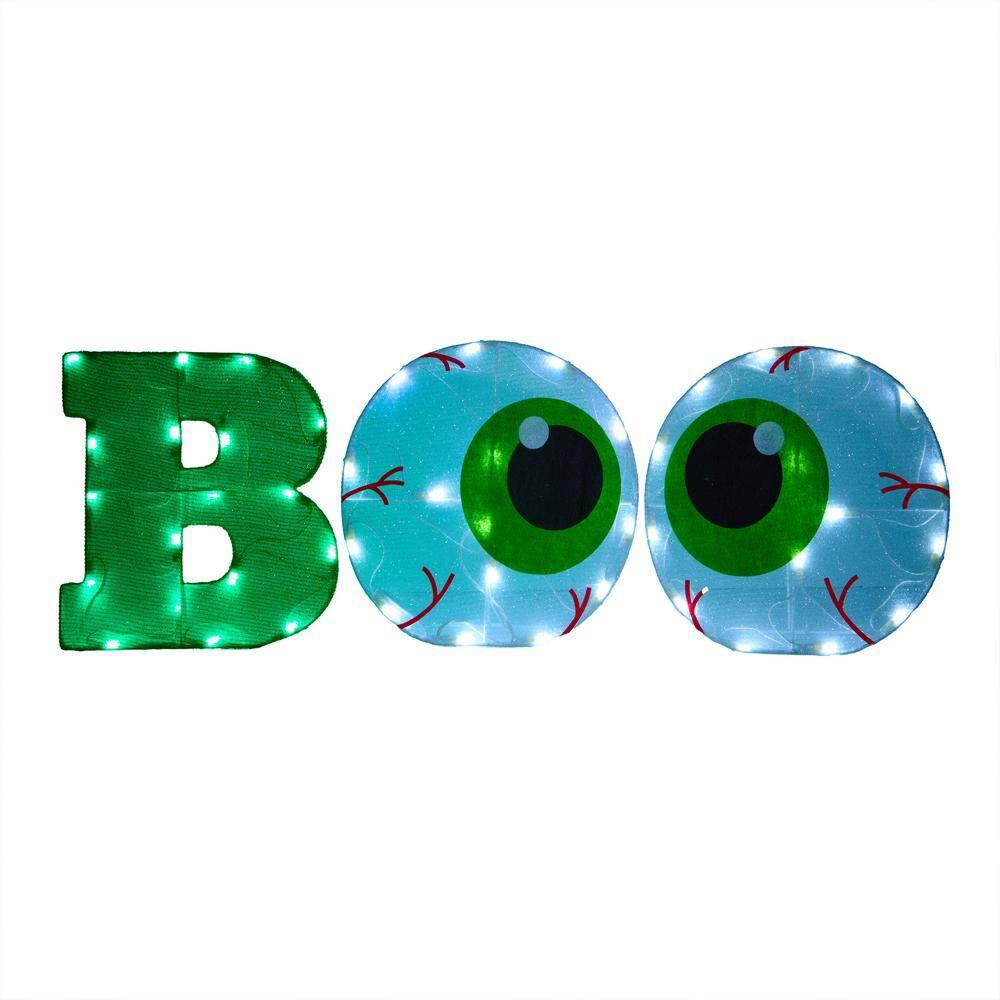 44" Prelit LED Tinsel Fabric "BOO" Sign Halloween Decoration - National Tree Company