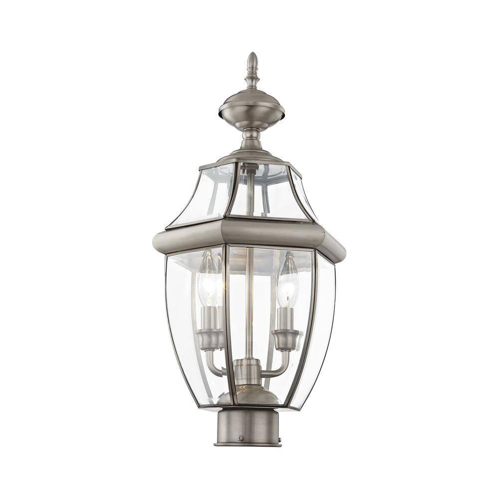 Lighting Lumens Outdoor Post Lantern Pendant with Clear Glass Shade - 2 Light Fixture