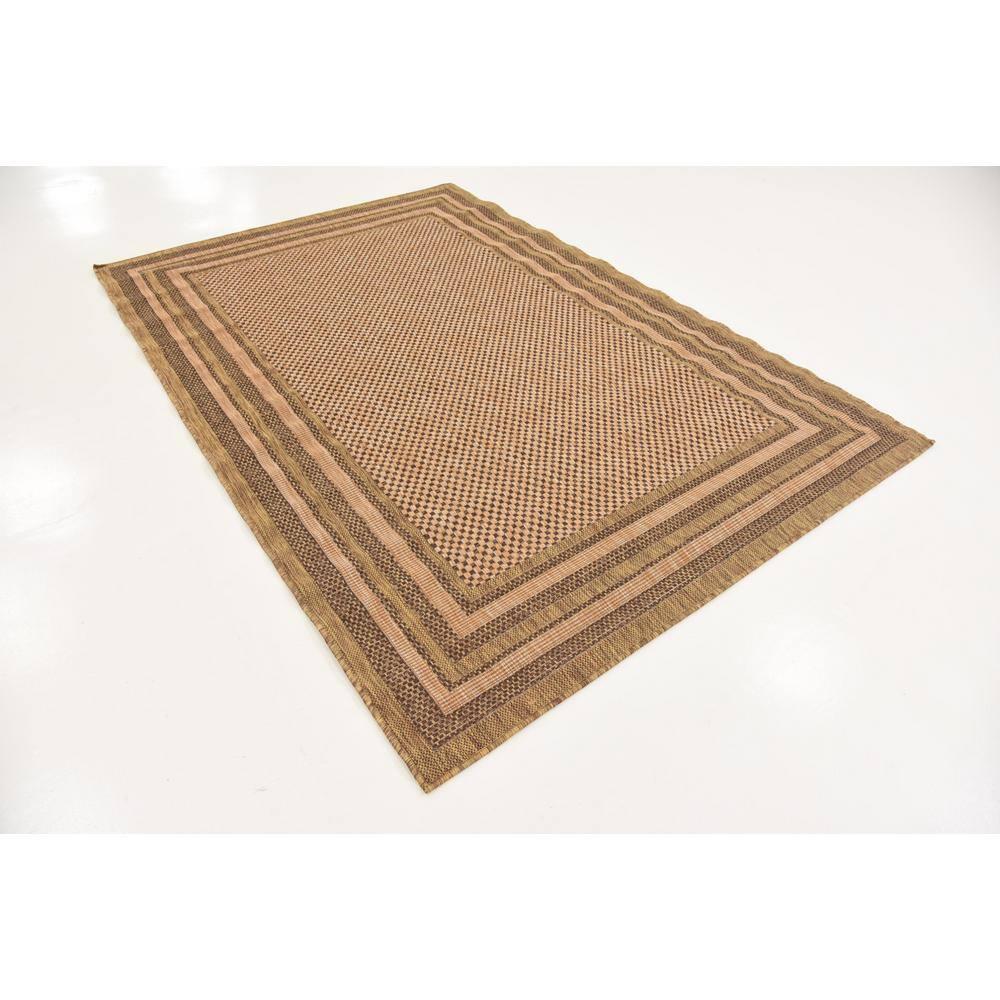 Unique Loom 5' 3 x 8' 0 Light Brown Outdoor Border Multi Border Area Rug