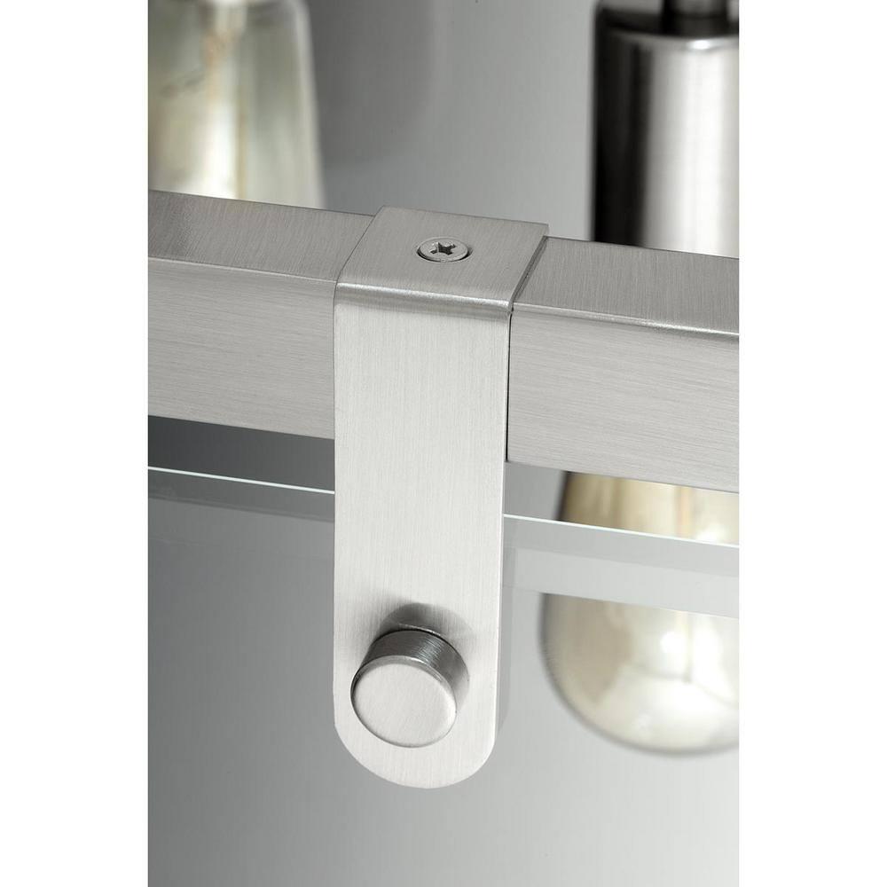 Progress Lighting Glayse 2-Light Bath & Vanity, Brushed Nickel, Beveled Glass Shade