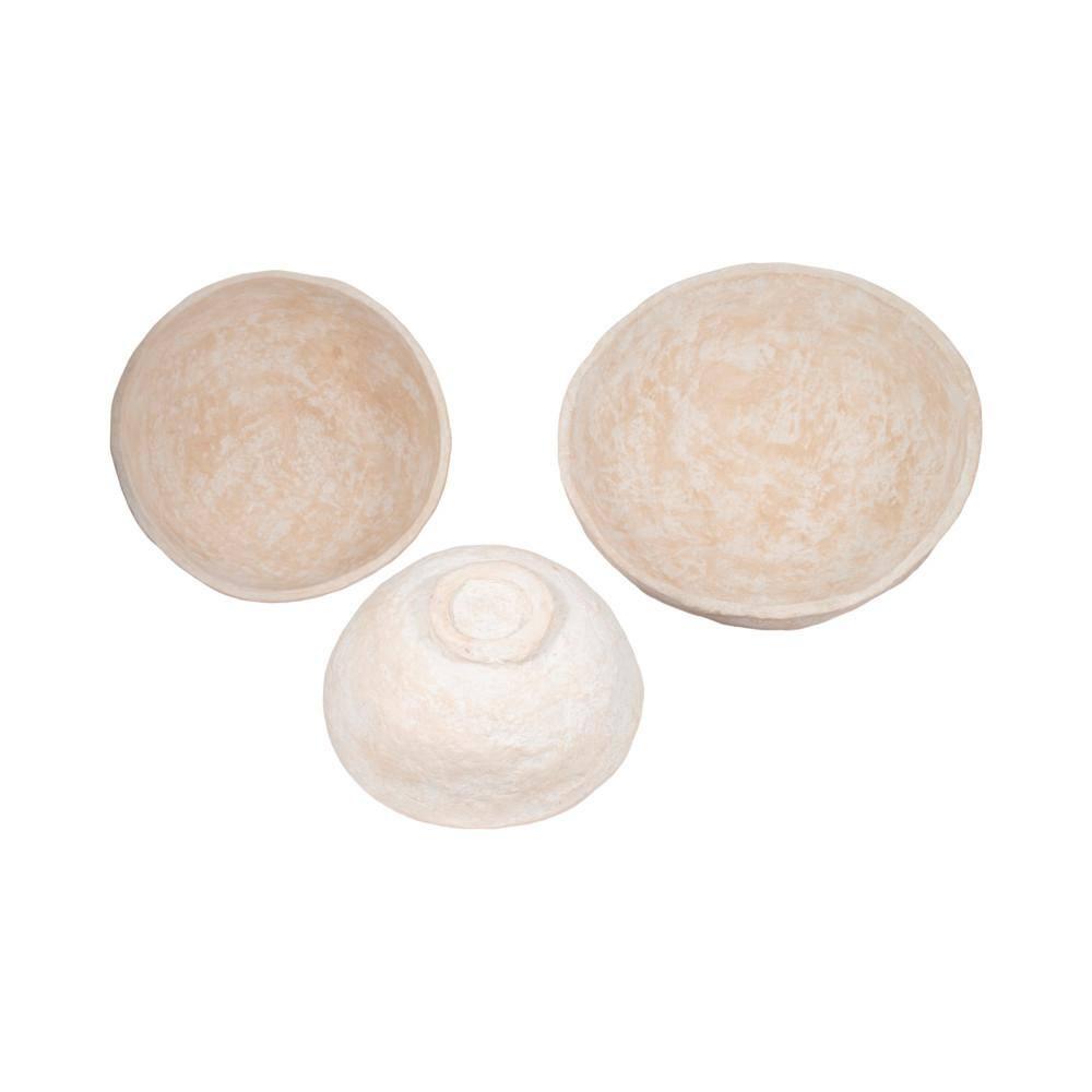 White Paper Mache Decorative Bowl (Set of 3)