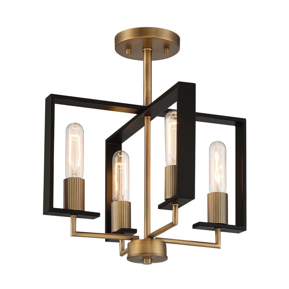 Designers Fountain Chicago PM 4 Light Old Satin Brass Semi-Flush Mount Ceiling Light, D233M-SF-OSB