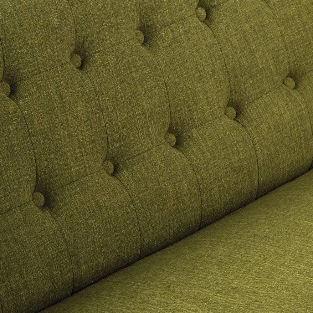 Mill Lane Loveseat in Green Fabric with Coffee Legs