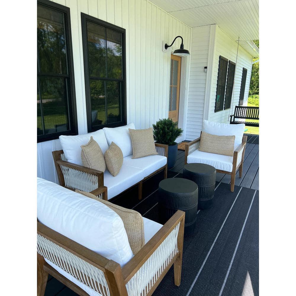 Nathan James 3pc Freya Bohemian Wood Outdoor Patio Conversation Set: Acacia Frame, Removable Cushions