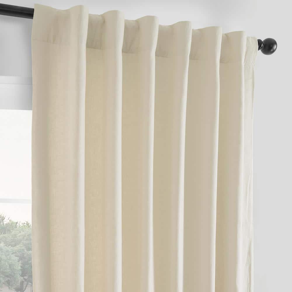 Exclusive Fabrics  French Linen Room Darkening Curtains Panel - Elegant luxurious Drapes (1 Panel) Ancient Ivory 50 X 120 120 Inches