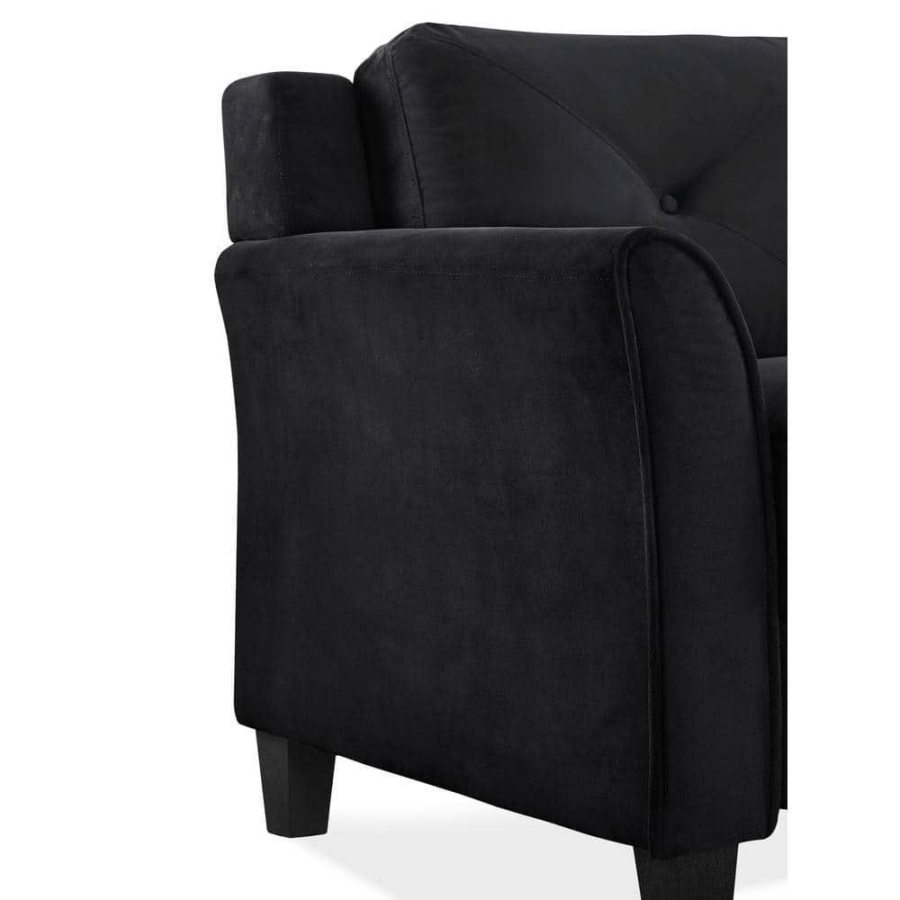 LifeStyle Solutions Hartford Modern Microfiber Sofa in Black