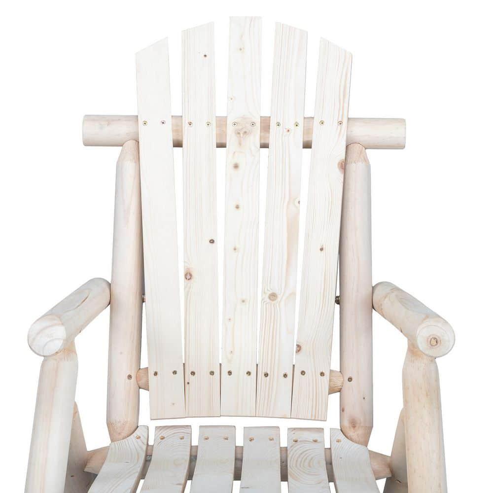 Costway Log Rocking Chair Wood Single Porch Rocker Lounge Patio Deck Furniture Natural