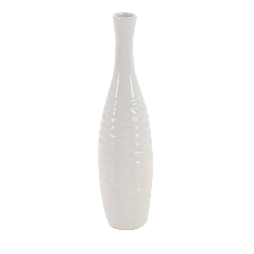 Ceramic Slim Textured Bottleneck Decorative Vase with Varying Patterns Set