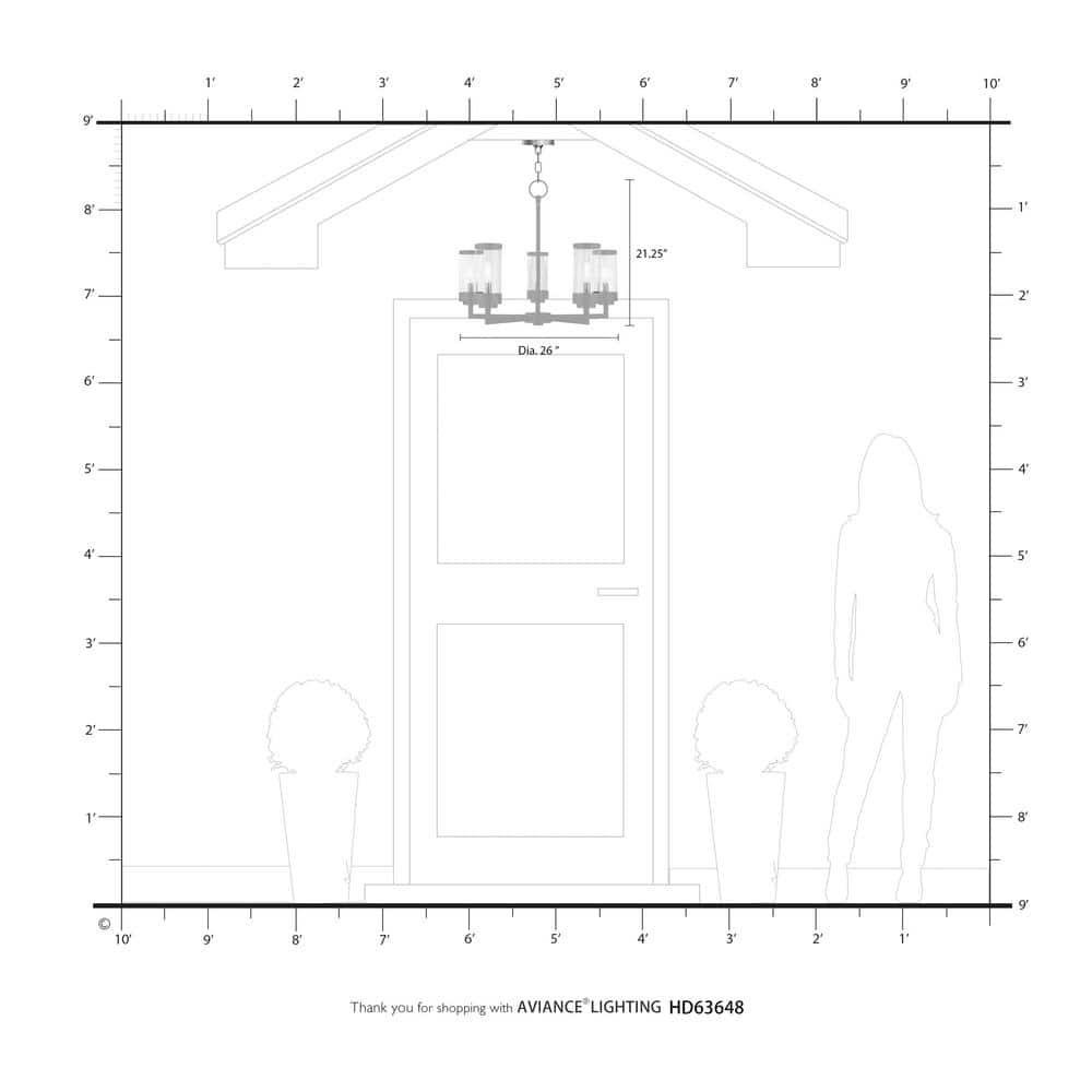 Taylen 5 - Light Stainless Steel Cylinder Chandelier
