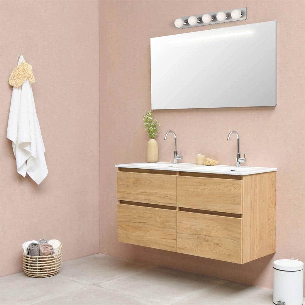 Volume Lighting 5-Light Indoor Chrome Movie Beauty Makeup Hollywood Bath or Vanity Light Bar Wall Mount or Wall Sconce