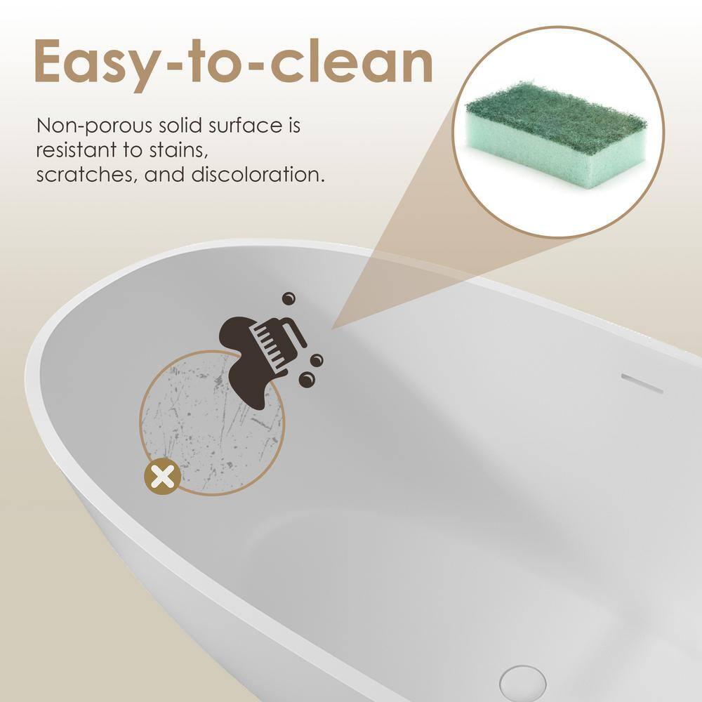 Altair Euston 65'' x 29.9'' Freestanding Soaking Stone Rein Bathtub 53165-BAT-MW