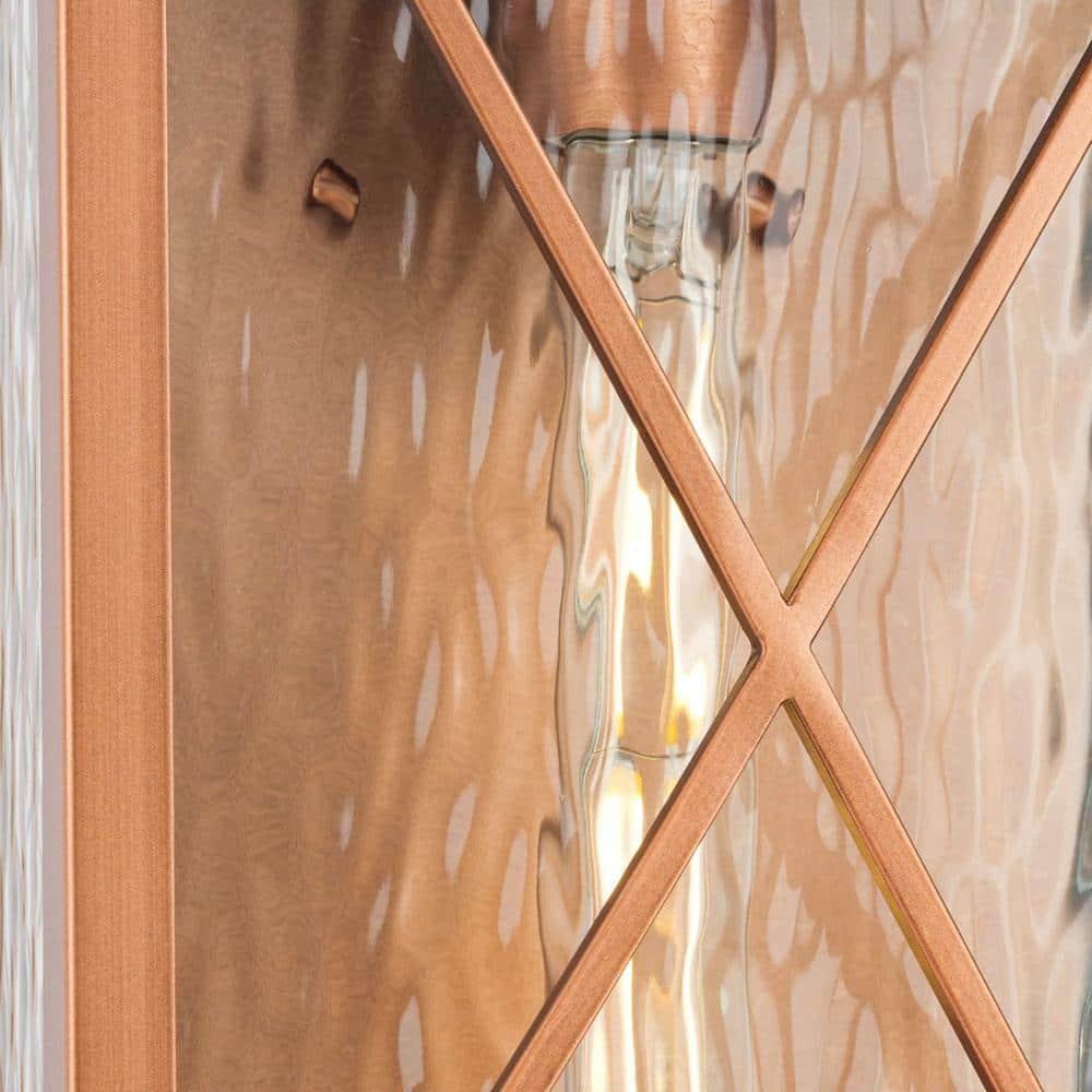 Wakeford Collection One-Light Antique Copper and Clear Water Glass Transitional Style Small Outdoor Wall Lantern