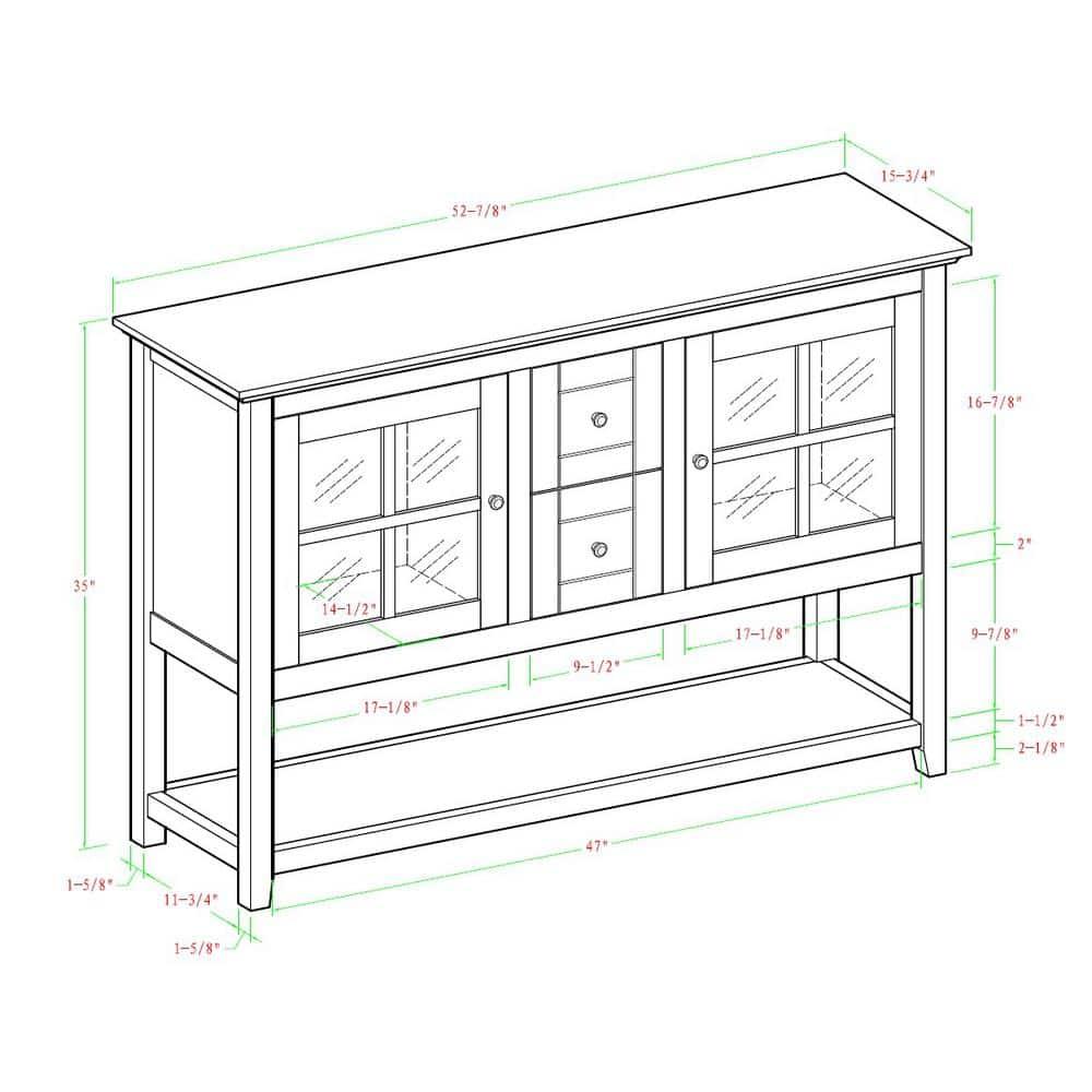 52" Wood Console Table TV Stand in Black