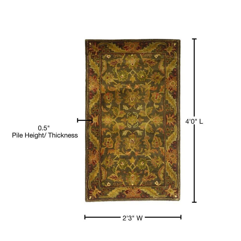 Antiquity AT52 Hand Tufted Indoor Accent Rug - Green/Gold - 2'3"x4' - Safavieh