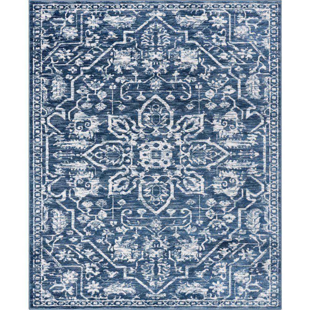 Dazzle Floral Vintage Bohemian Medallion Light Blue Rug