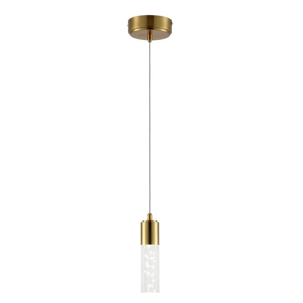 JONATHAN Y Cristal 1-Light Bubble Acrylic/Iron Modern Minimalist Integrated LED Pendant, by JONATHAN  Y - 1 Light Gold