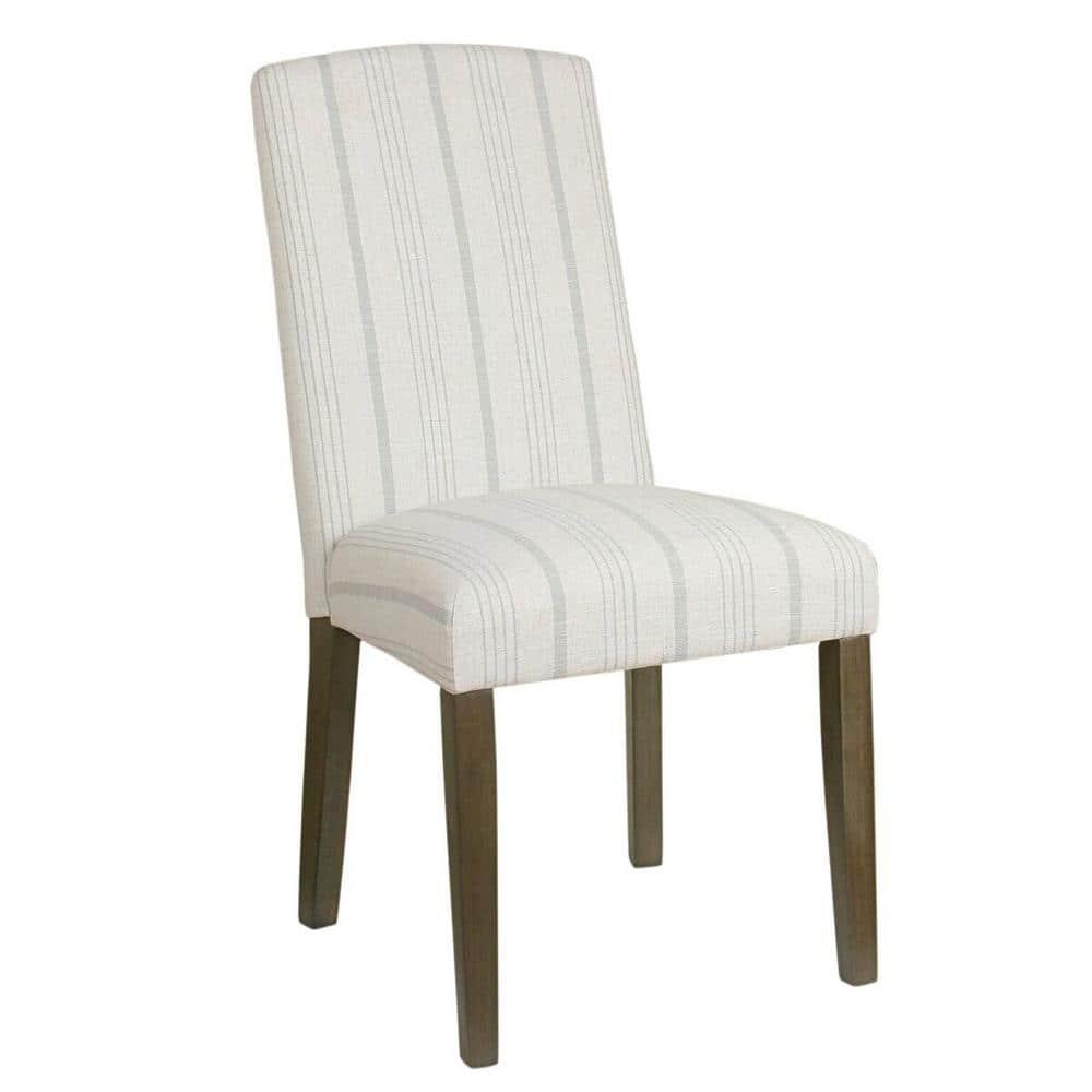 HomePop Set of 2 Classic Parsons Dining Chairs Dove Gray Stripe: Upholstered, Foam-Filled, Wood Legs