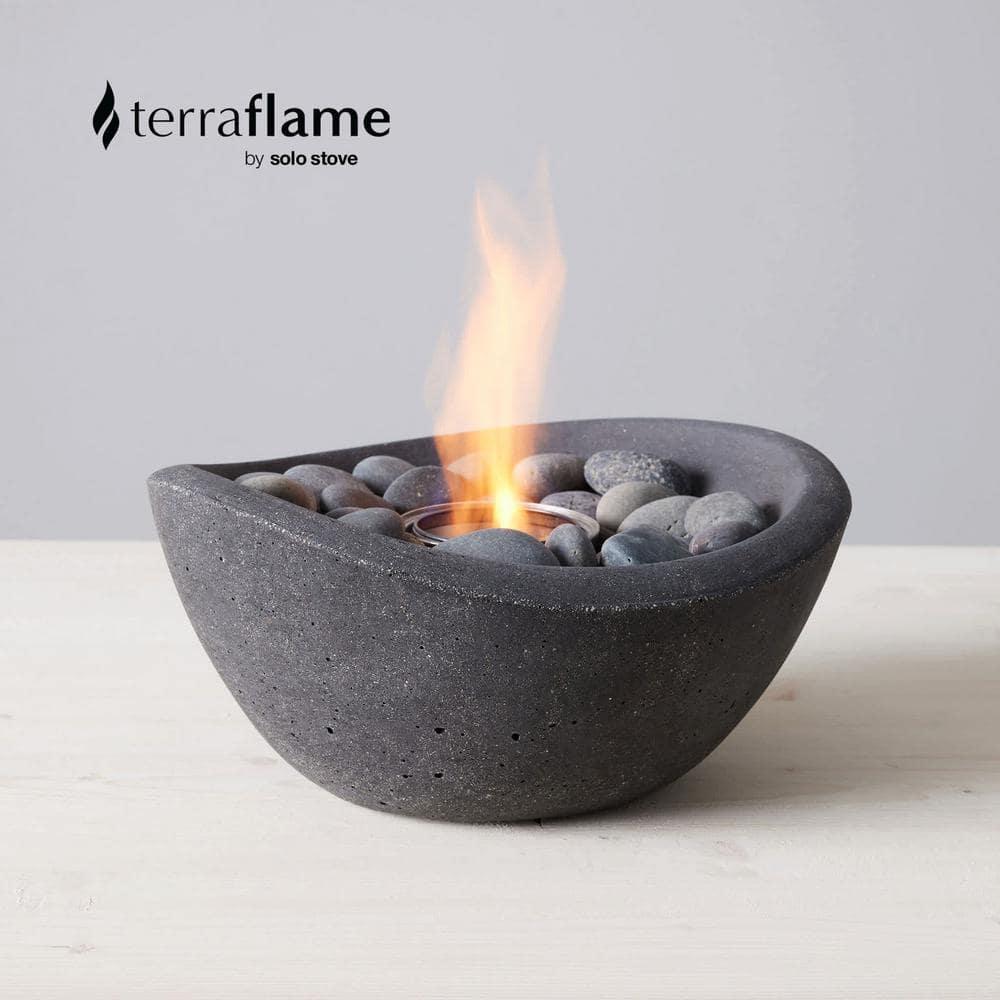 TerraFlame Wave Concrete Table Top Gel Fuel Fire Bowl - Indoor and Outdoor Use