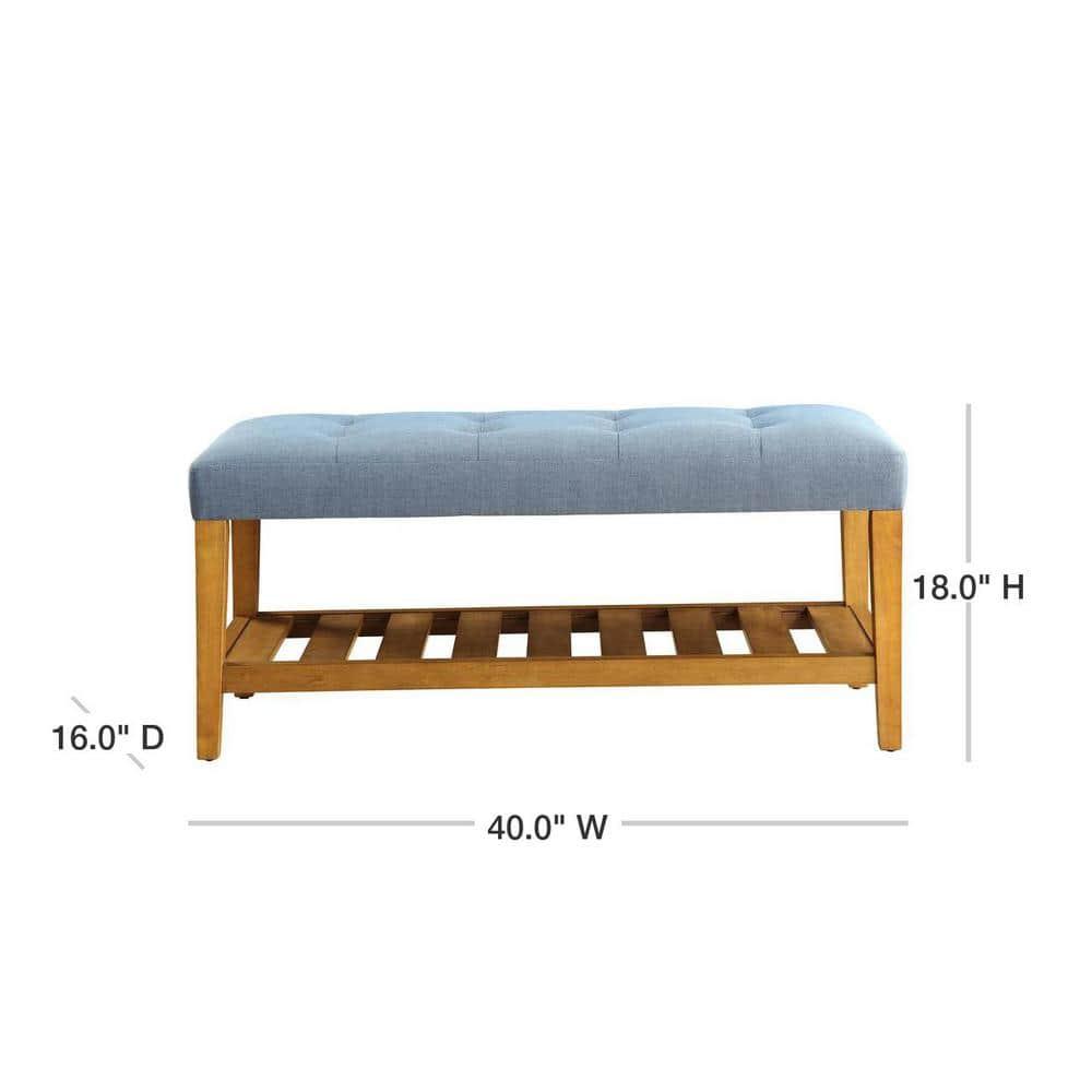 Wooden Bench Blue and Oak - Saltoro Sherpi