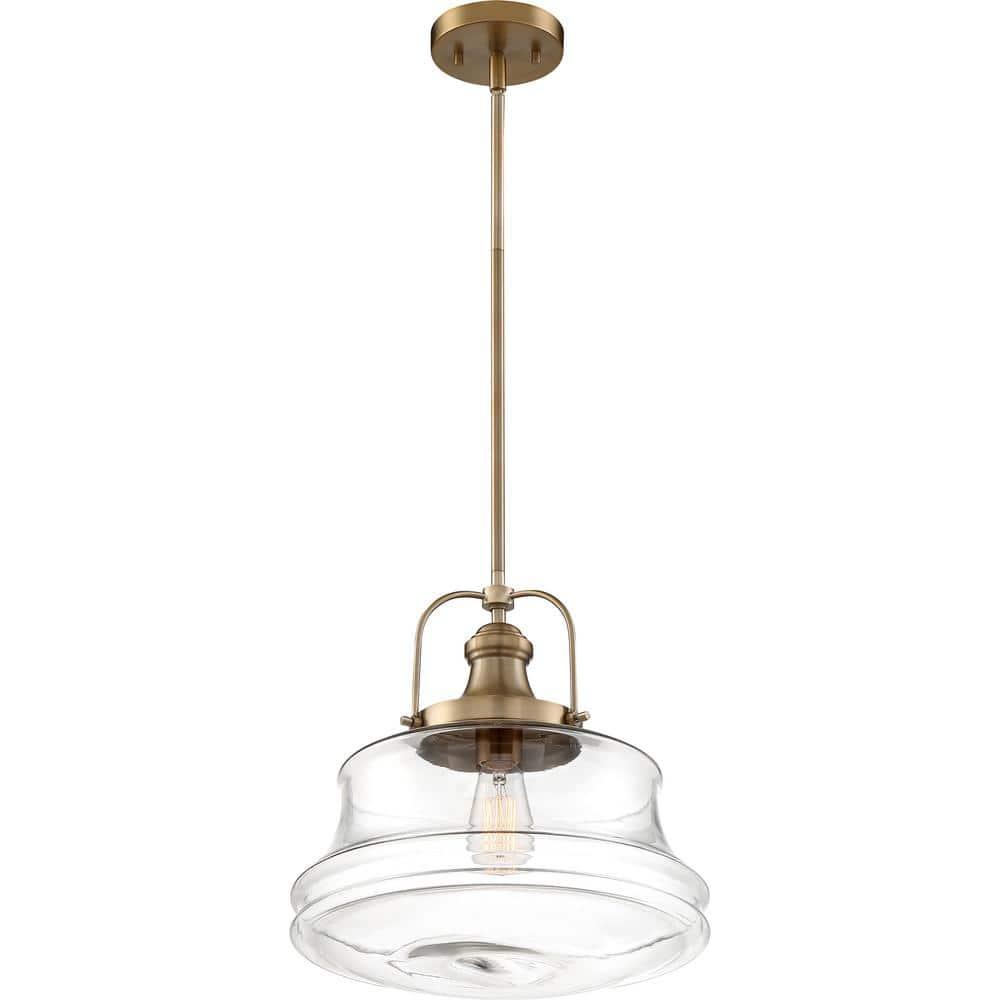 Nuvo 60/6757 Basel 1 Light Pendant Fixture, Burnished Brass Finish