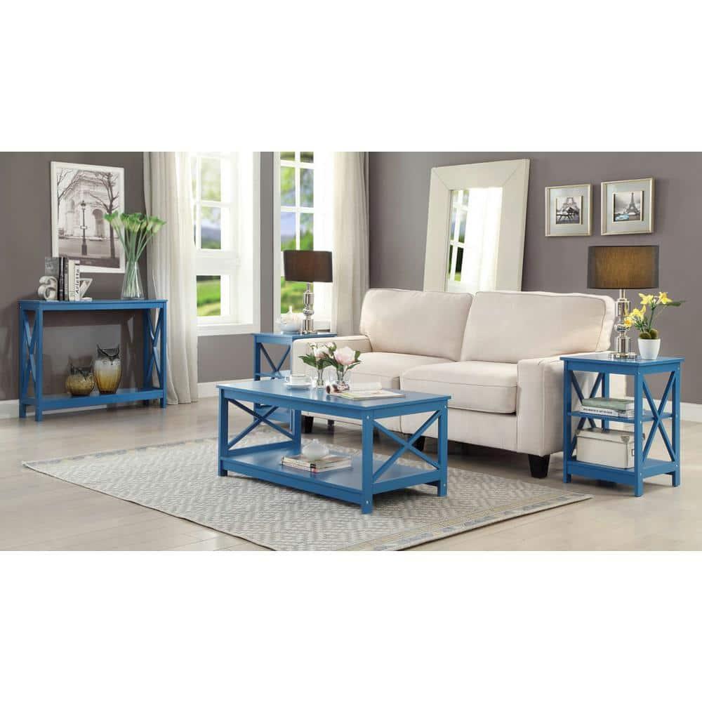 Convenience Concepts Oxford End Table with Shelves, Blue