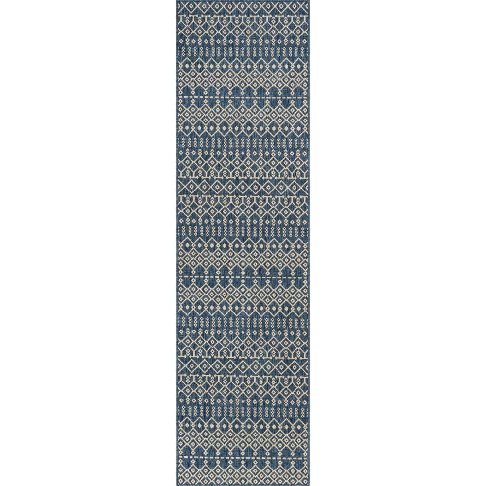 Marshanna Nord Trellis Blue Indoor/Outdoor Flat-Weave Area Rug