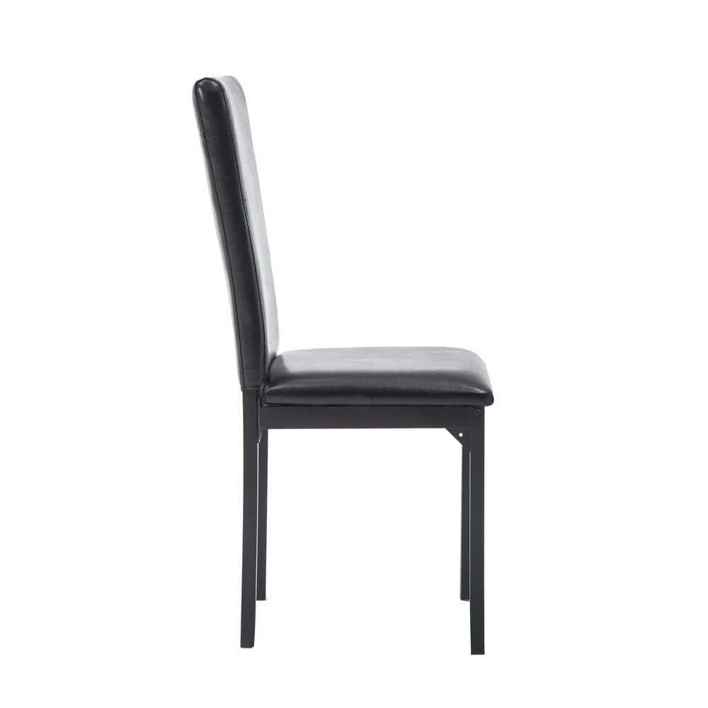 Set of 4 Arjen Dining Chairs Black - Boraam: Faux Leather, Metal Frame, Contemporary Style