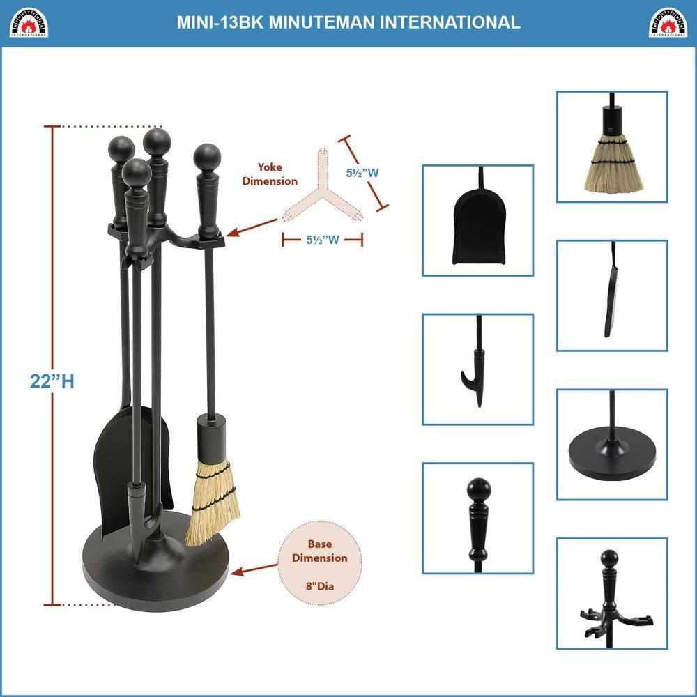 Holden Mini Fireplace Tool Set, Black