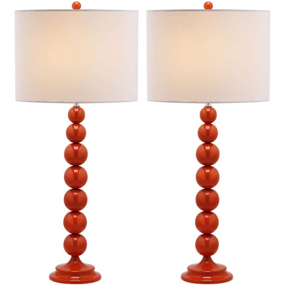 Jenna Stacked Ball Table Lamp (Set of 2) - 31.5 Inch Height - LIT4090 - Orange - Safavieh