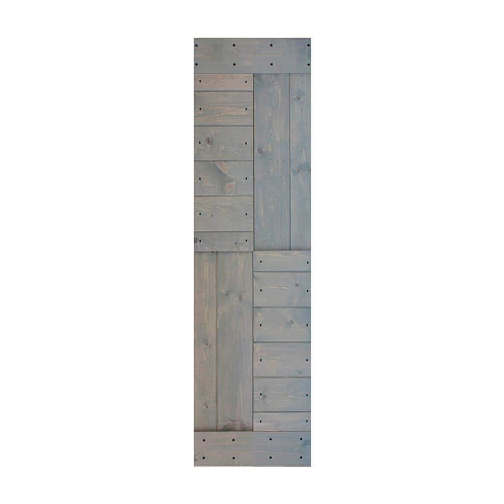 S SERIES 24in. X 84in.French Gray Finished DIY Knotty Pine Wood Sliding Barn Door Slab